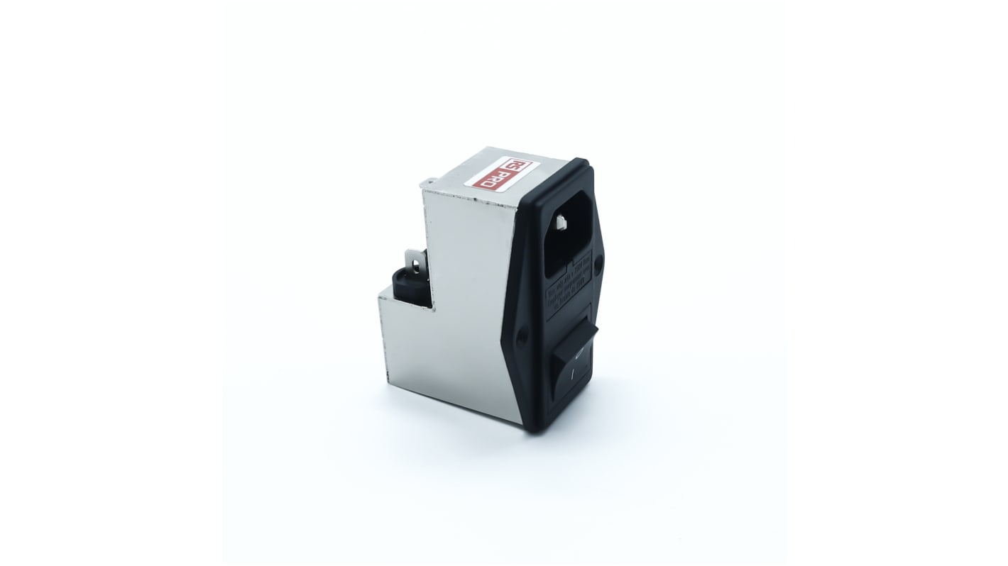 RS PRO 6A, 250 V ac Socket Chassis Mount IEC Inlet Filter 2 Pole, Faston 2 Fuse