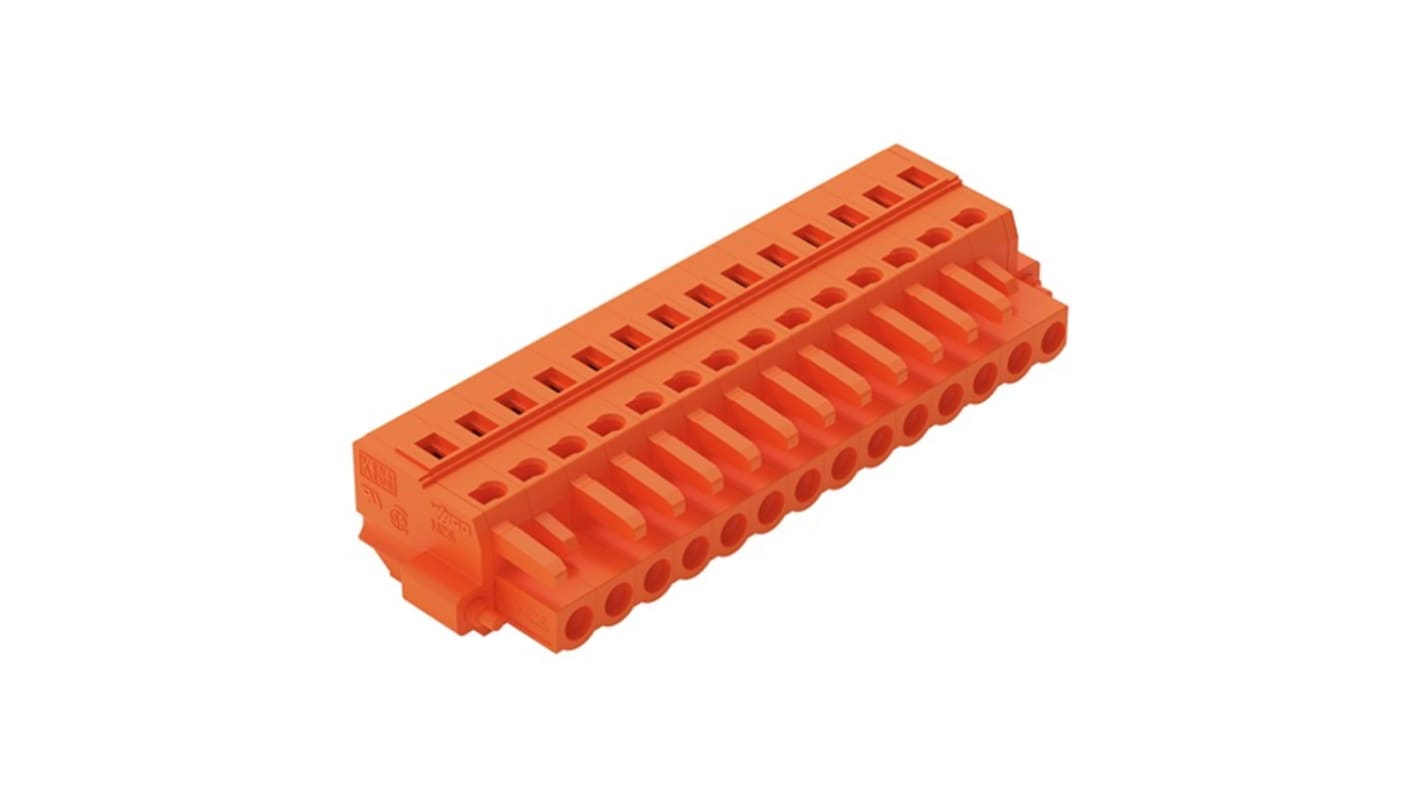 WAGO 231 Series Pluggable Connector, 14-Pole, Female, 14-Way, Snap-In, 16A