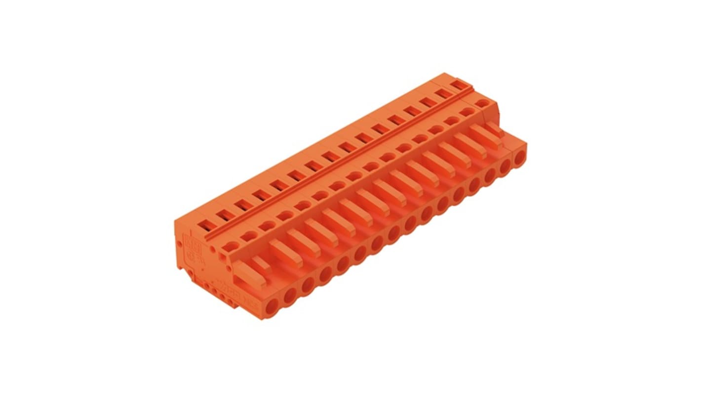 WAGO 231 Series Connector, 16-Pole, Female, 16-Way, Snap-In, 16A