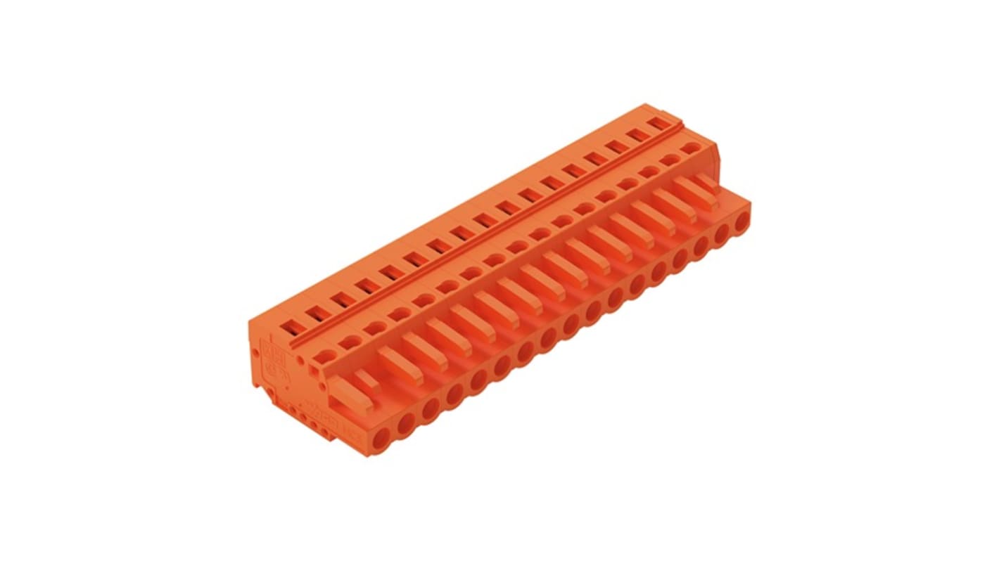 WAGO 231 Series Pluggable Connector, 17-Pole, Female, 17-Way, Cable Mount, 16A