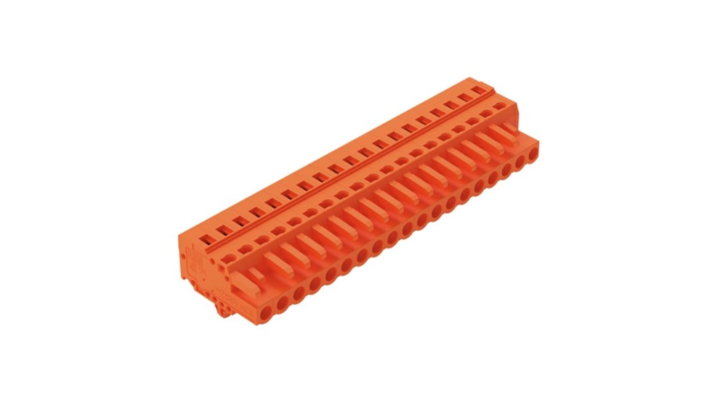 WAGO 231 Series Pluggable Connector, 19-Pole, Female, 19-Way, Snap-In, 16A