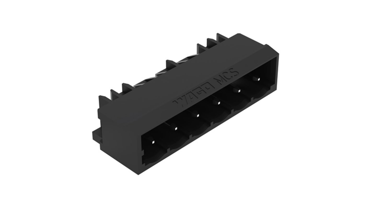 WAGO 231 Series Angled PCB Mount PCB Header, 6 Contact(s), 5mm Pitch, 1 Row(s), Shrouded