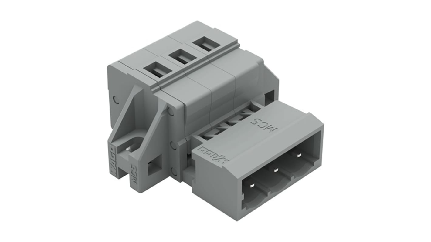WAGO 231 Series Pluggable Connector, 3-Pole, Male, 3-Way, Snap-In, 12A