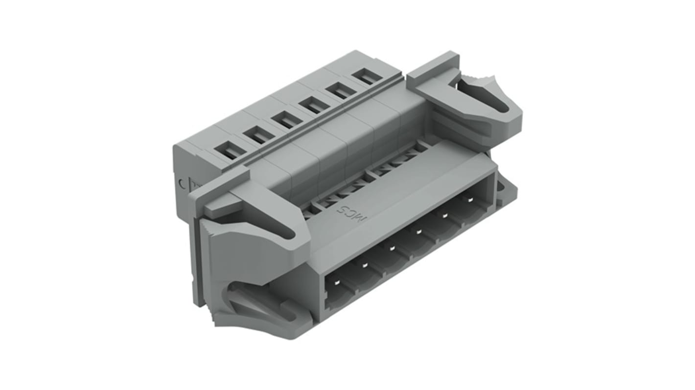 WAGO 231 Series Connector, 6-Pole, Male, 6-Way, Snap-In, 12A