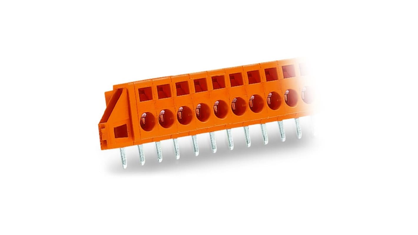 WAGO PCB端子排, 2p, 5.08mm间距, PCB安装, 笼式弹簧夹端接, 231系列