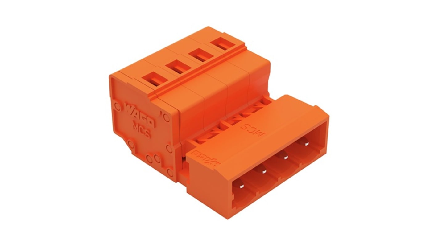 WAGO 231 Series Pluggable Connector, 4-Pole, Male, 4-Way, Feed Through, 15A