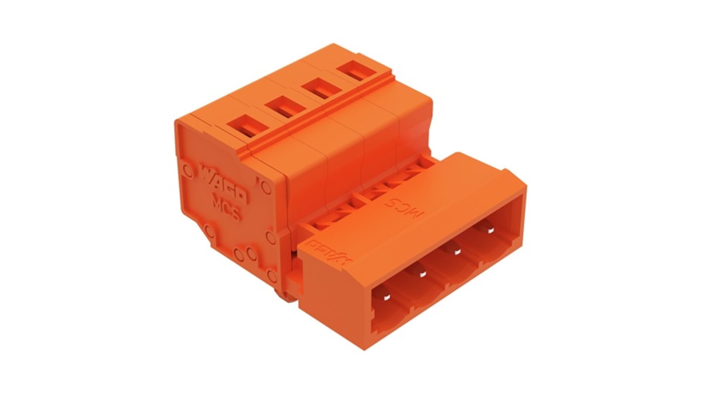 WAGO 231 Series Pluggable Connector, 4-Pole, Male, 4-Way, Snap-In, 12A