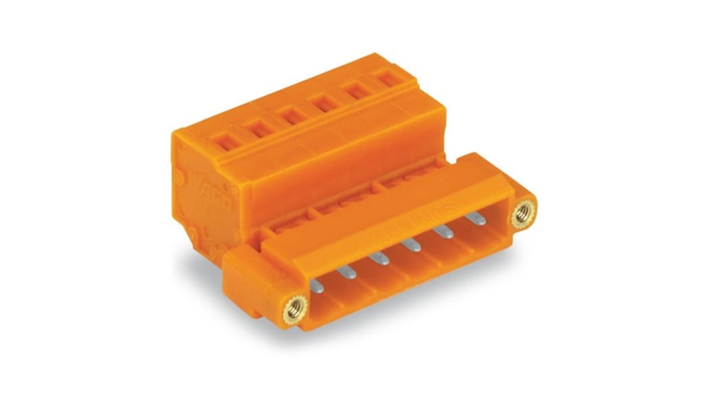 WAGO 231 Series Pluggable Connector, 6-Pole, Male, 6-Way, Panel Mount, Snap In Mount, 15A