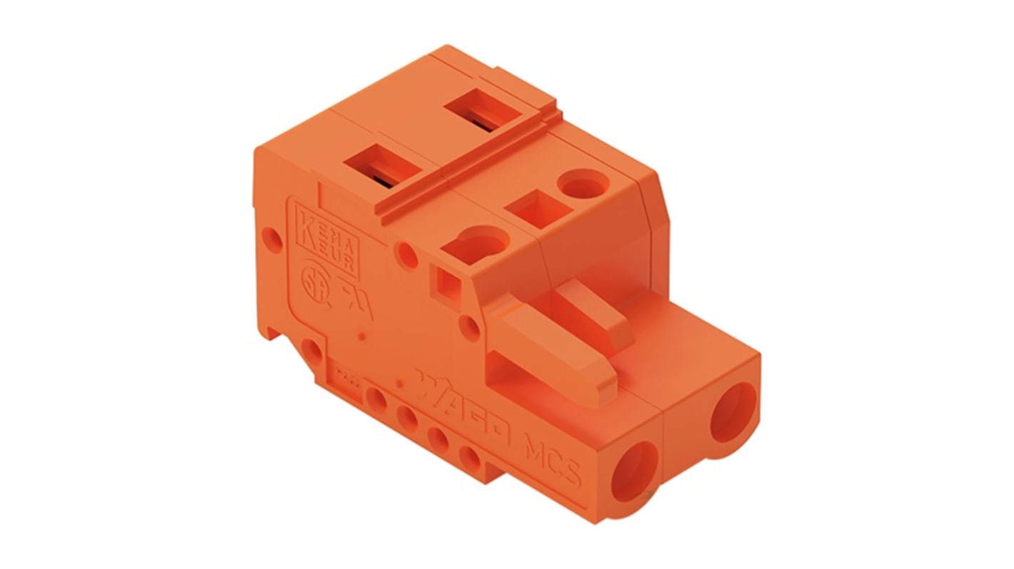 WAGO 231 Series Pluggable Connector, 2-Pole, Female, 2-Way, Free Hanging, 16A
