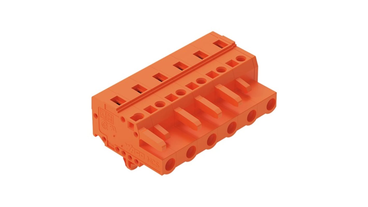 WAGO 231 Series Pluggable Connector, 6-Pole, Female, 6-Way, Snap-In, 16A
