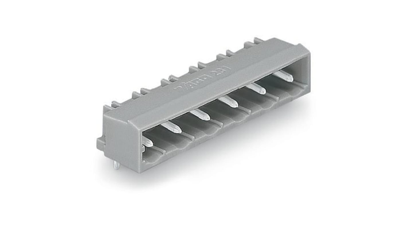 WAGO 231 Series Right Angle PCB Mount PCB Header, 2 Contact(s), 7.5mm Pitch, 1 Row(s), Shrouded