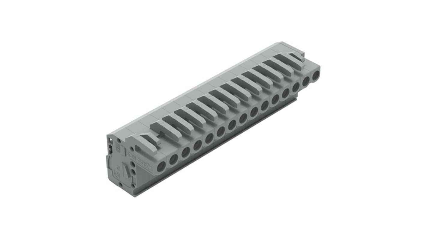 WAGO 232 Series Pluggable Connector, 15-Pole, Female, 15-Way, Free Hanging, 14A