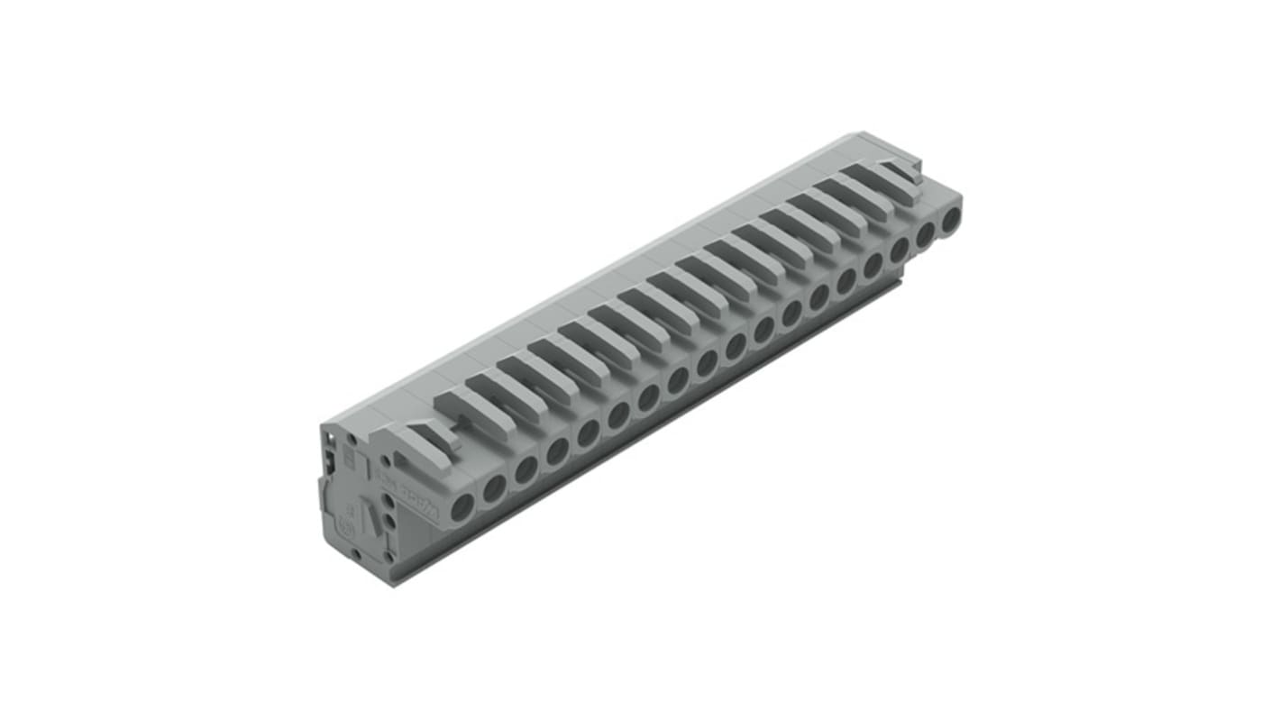WAGO 232 Series Pluggable Connector, 18-Pole, Female, 18-Way, Free Hanging, 14A