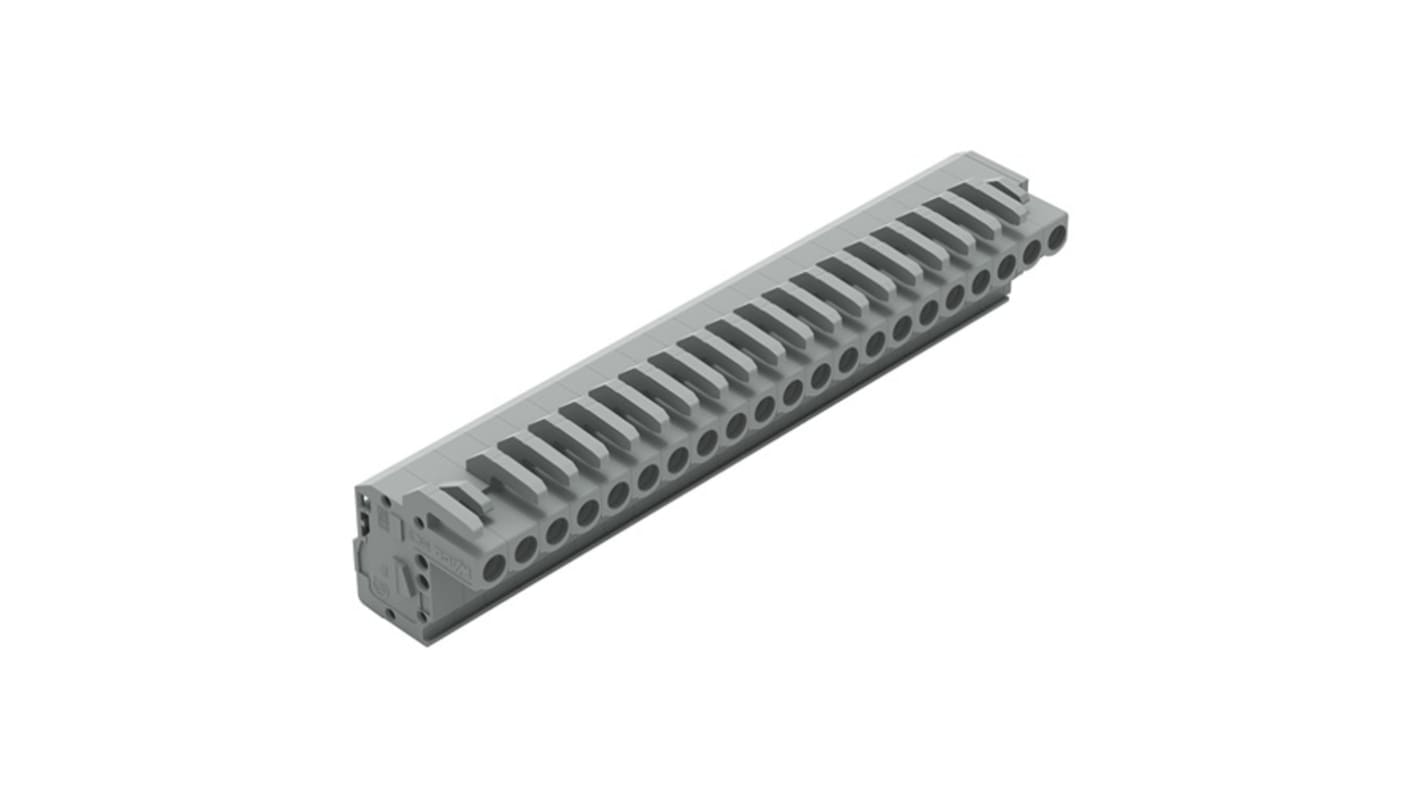 WAGO 232 Series Pluggable Connector, 21-Pole, Female, 21-Way, Free Hanging, 14A
