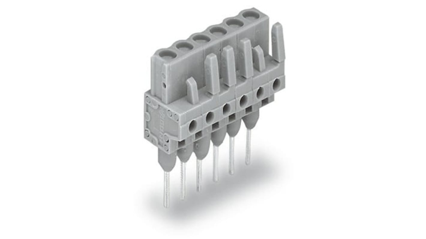 Conector de PCB WAGO serie 232, de 2 vías en 1 fila, paso 5mm, Montaje en carril, para soldar