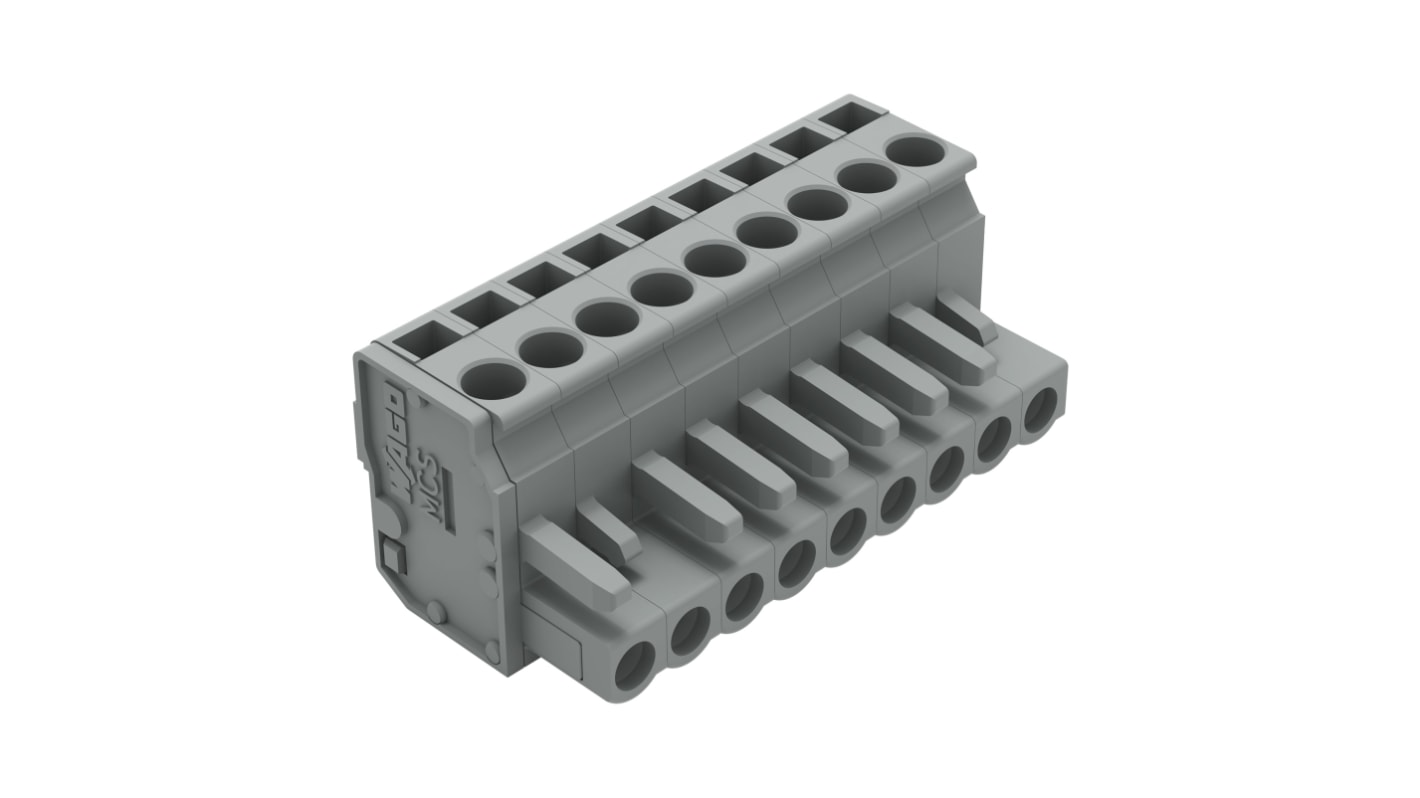 WAGO 232 Series Connector, 9-Pole, Female, 9-Way, Snap-In, 14A