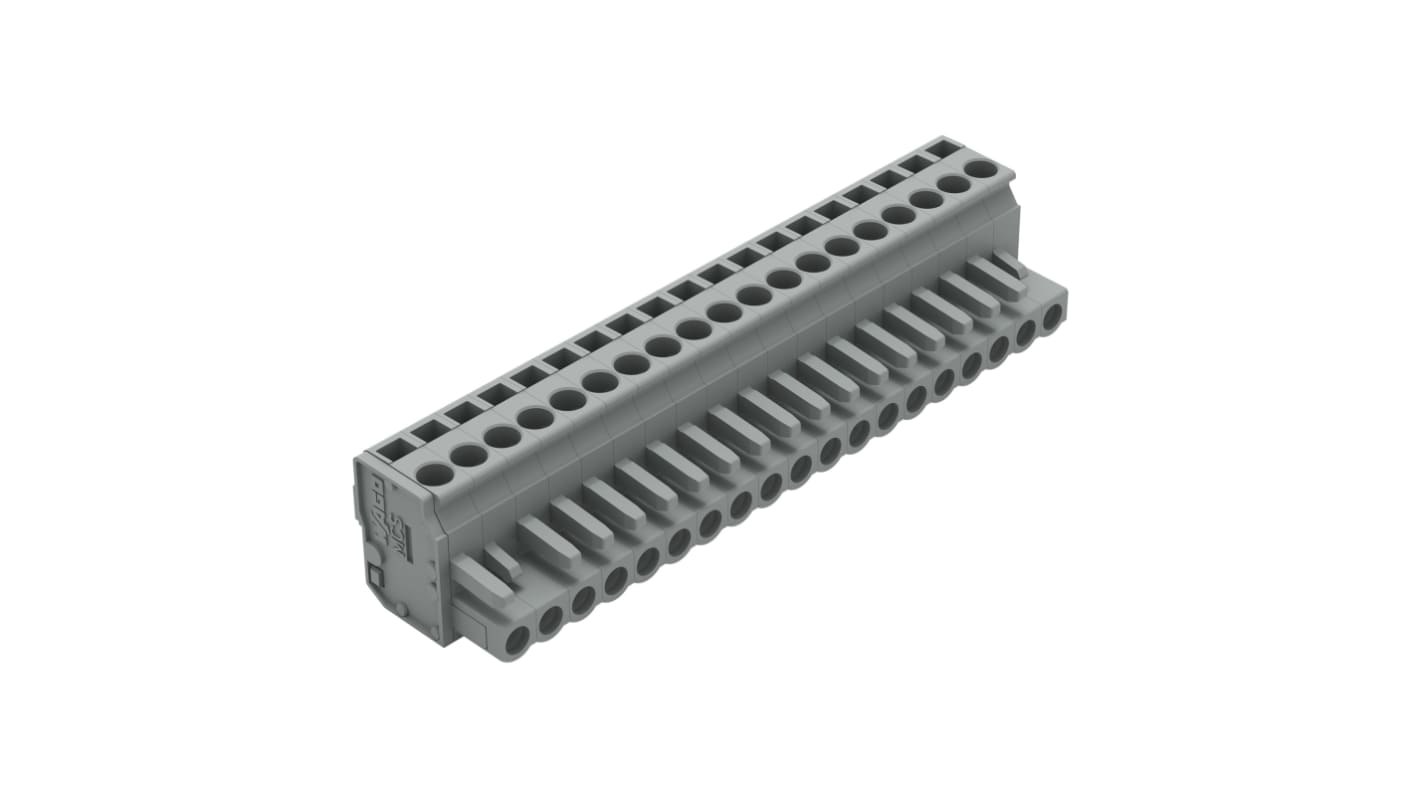 WAGO 232 Series Pluggable Connector, 19-Pole, Female, 19-Way, Plug-In, 15A