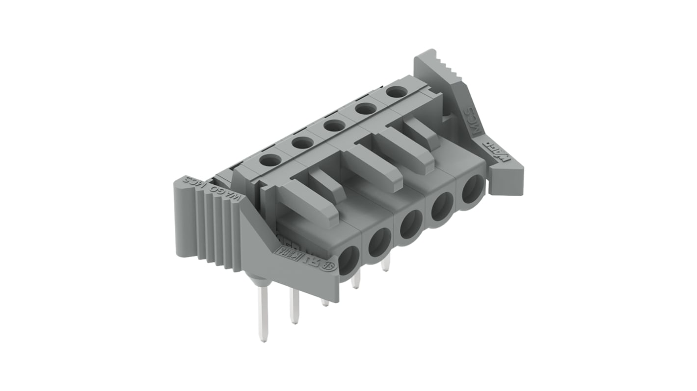 Złącze PCB 5 -pinowe raster: 5mm Złącze żeńskie PCB Kątowy Mocowanie szynowe