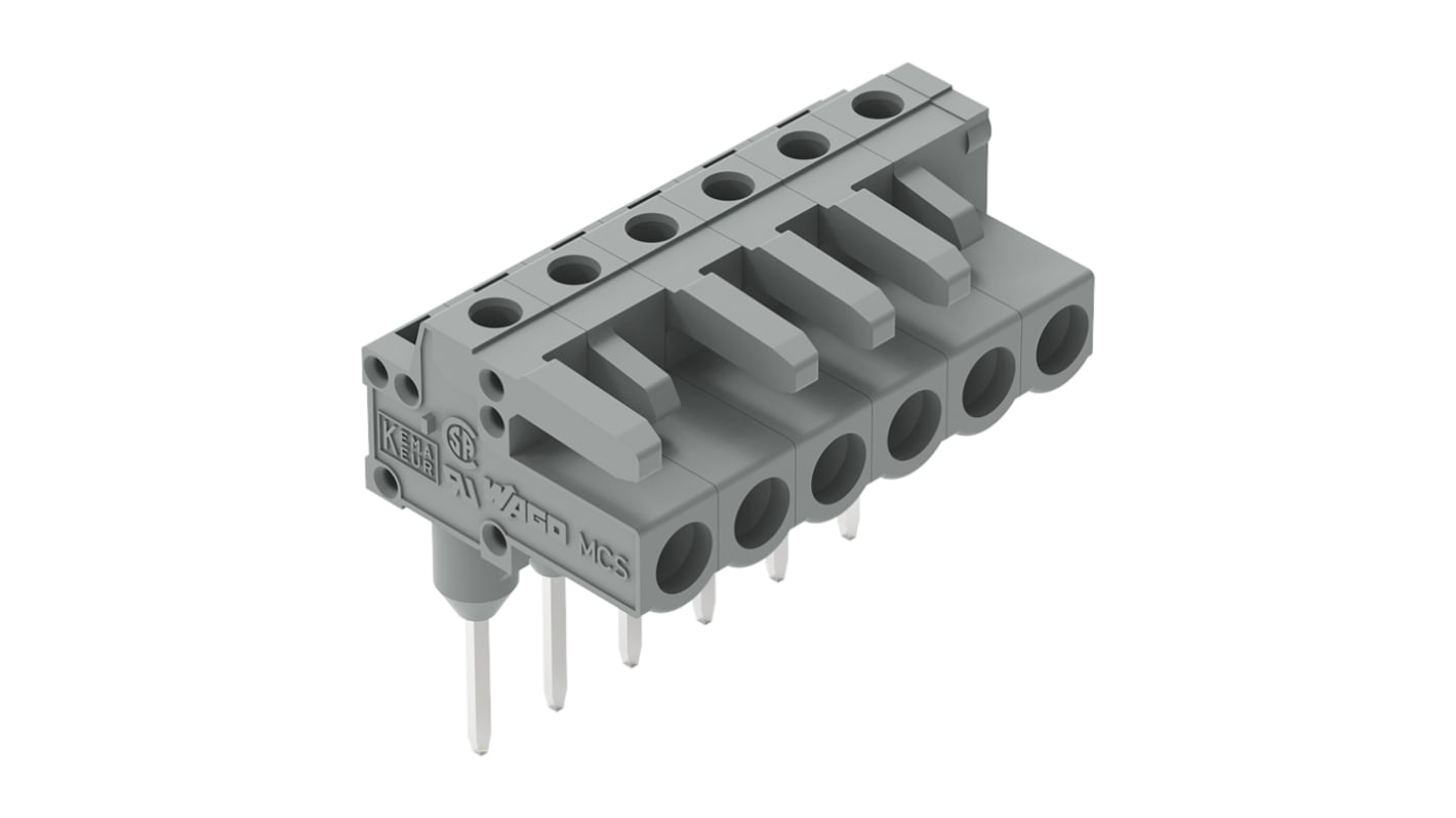 Złącze PCB 6 -pinowe raster: 5mm Złącze żeńskie Kątowy Mocowanie szynowe