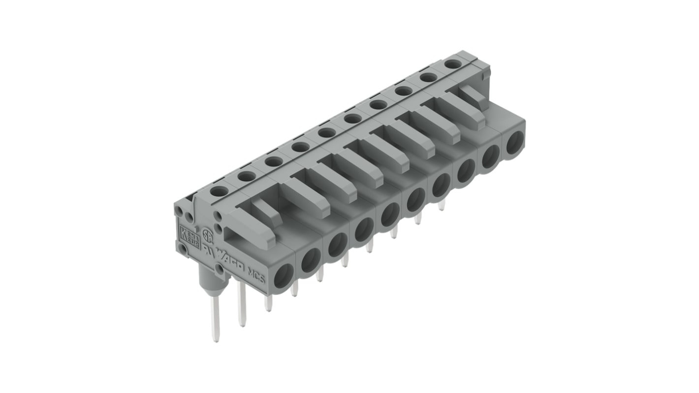 Złącze PCB 10 -pinowe raster: 5mm Złącze wtykowe Kątowy Mocowanie szynowe
