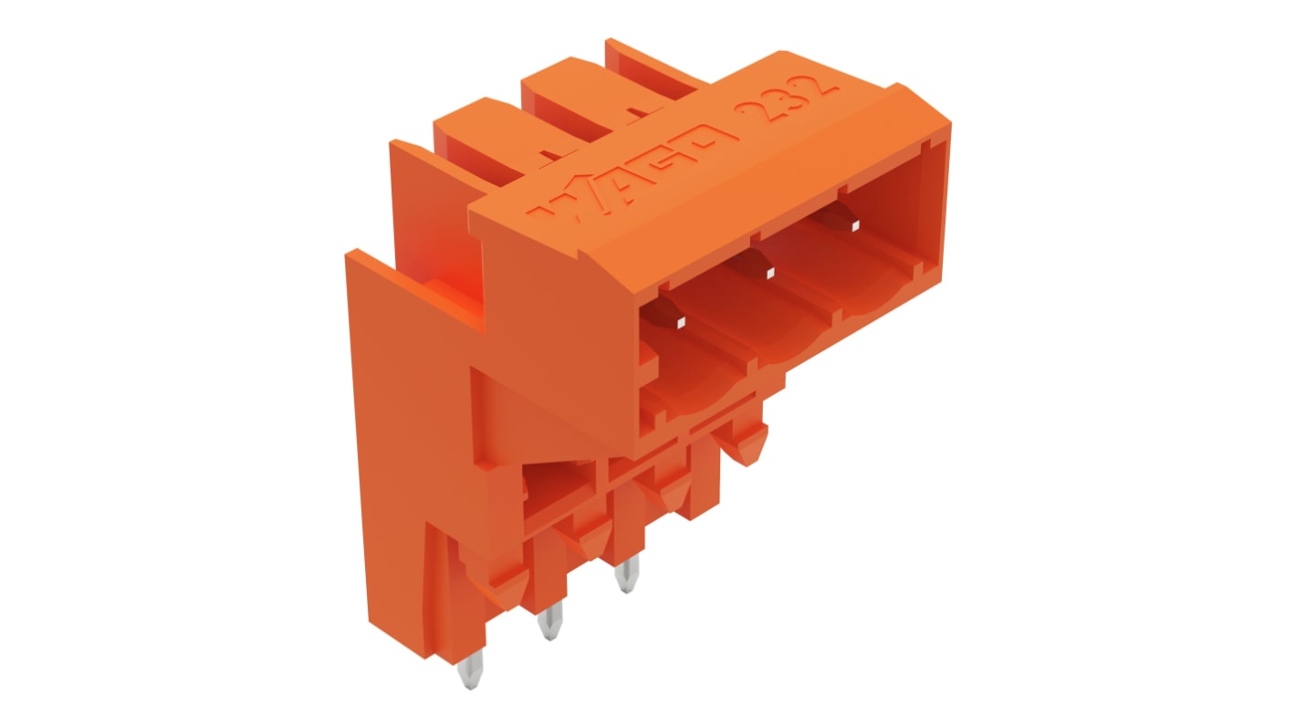 WAGO 232 Leiterplatten-Stiftleiste gewinkelt, 3-polig / 1-reihig, Raster 5.08mm, Ummantelt