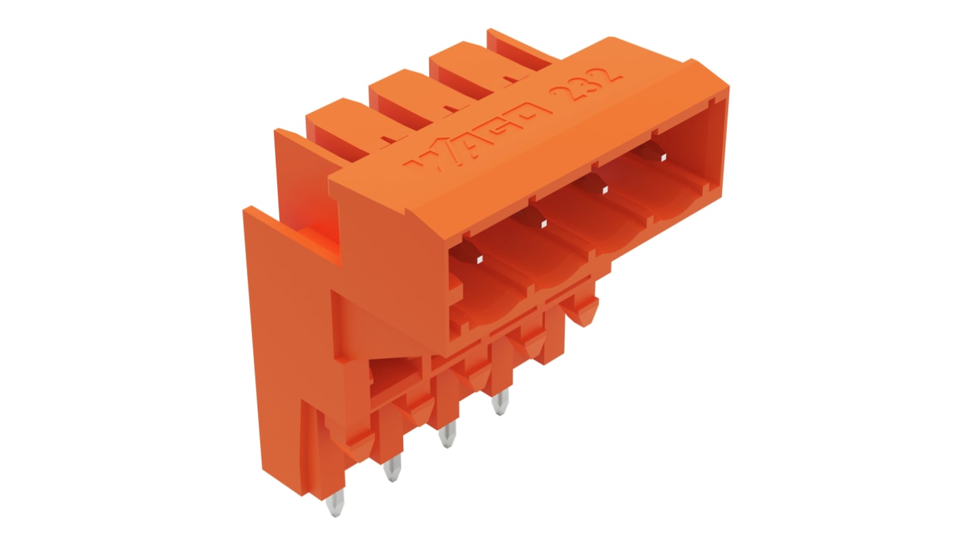 WAGO 232 Leiterplatten-Stiftleiste gewinkelt, 4-polig / 1-reihig, Raster 5.08mm, Ummantelt