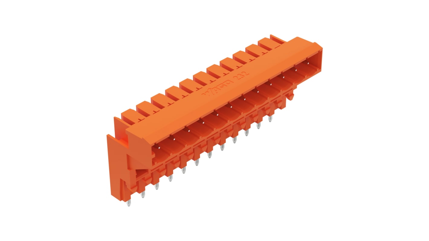 WAGO 232 Series Angled PCB Mount PCB Header, 12 Contact(s), 5.08mm Pitch, 1 Row(s), Shrouded