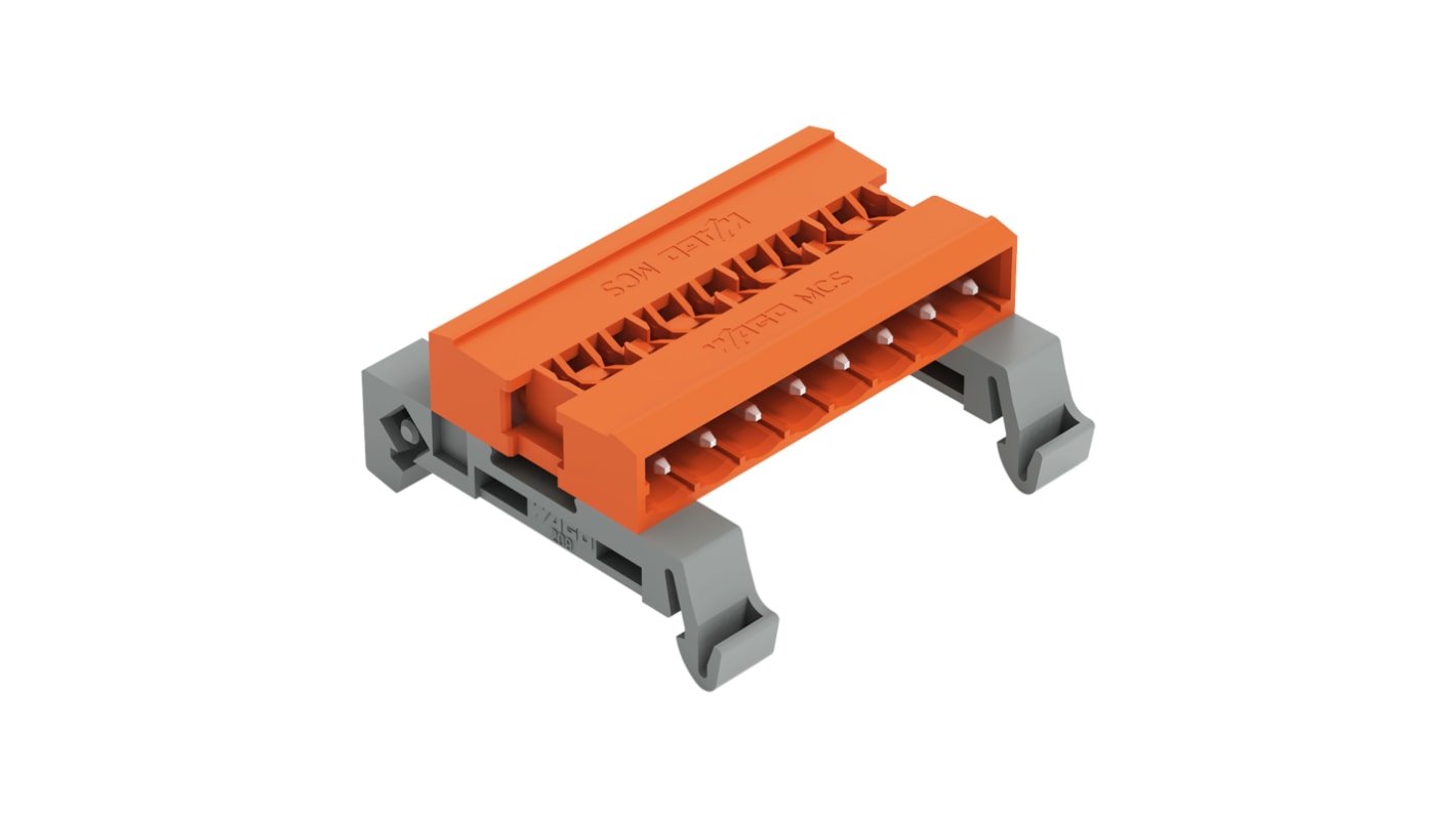 WAGO, 5.08mm Pitch, 232, 8 Way, Horizontal, Pluggable Terminal Block, Pin Header, DIN Rail Mount, Pin Termination,