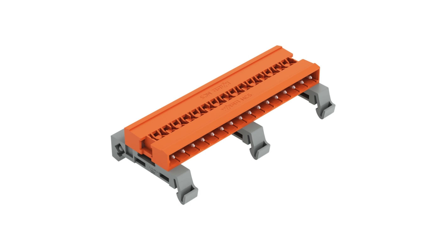 WAGO, 5.08mm Pitch, 232, 16 Way, Angled, Straight, Pluggable Terminal Block, Header, DIN Rail Mount, Plug In