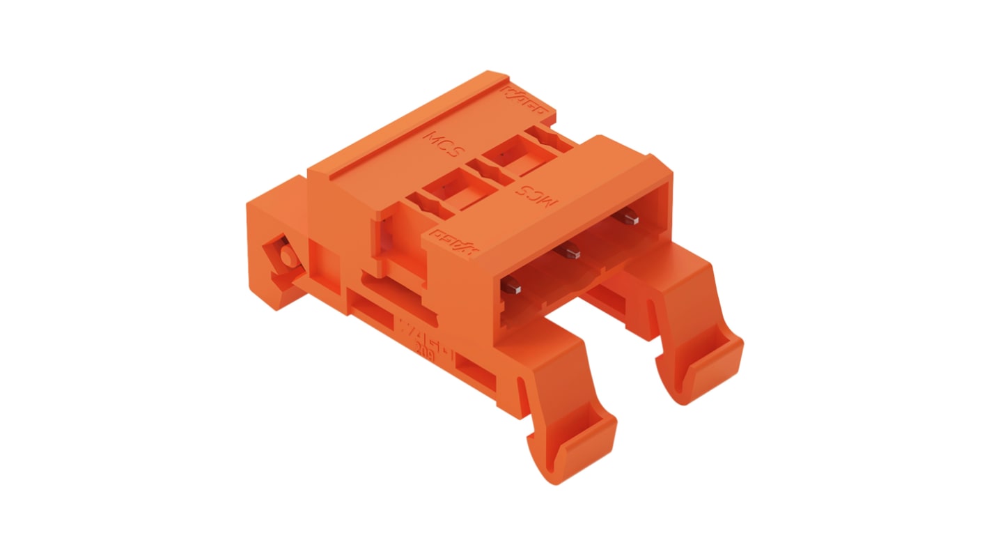 WAGO, 7.62mm Pitch, 232, 3 Way, Horizontal, Pluggable Terminal Block, Pin Header, DIN Rail Mount, Pin Termination,