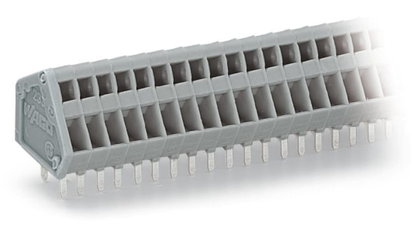 WAGO 233 Series PCB Terminal Block, 8-Contact, 2.5mm Pitch, Through Hole Mount, 1-Row, Cage Clamp Termination