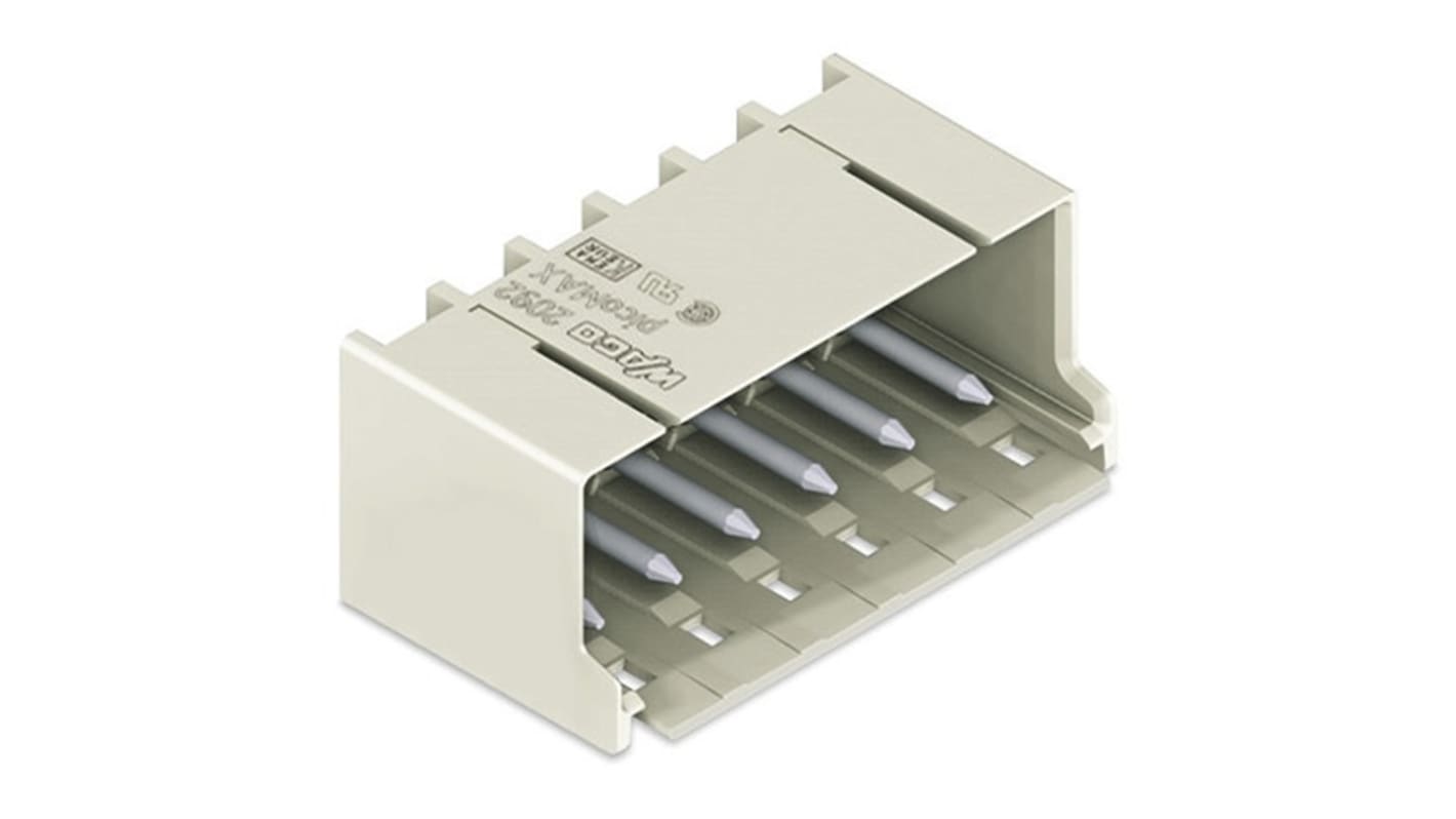 WAGO 2092 Series Angled Vertical/Horizontal Mount PCB Header, 8 Contact(s), 5mm Pitch, 1 Row(s), Shrouded