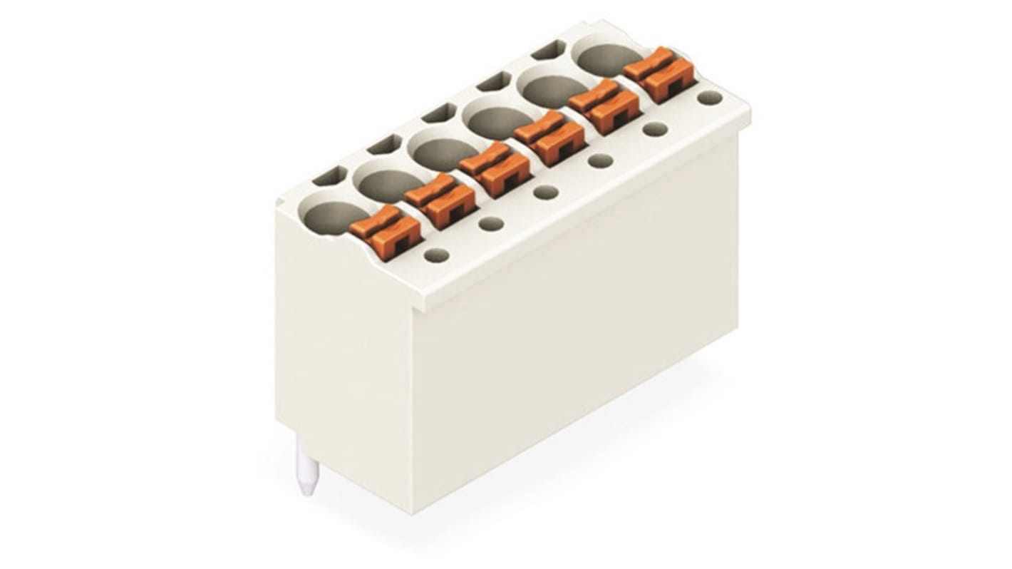 WAGO 2091 Series Straight PCB Mount PCB Header, 2-Contact, 1-Row, 3.5mm Pitch, Solder Termination