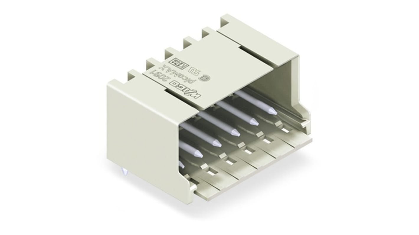WAGO 8p单排排针 斜角, 3.5mm间距, PCB安装, 2091系列