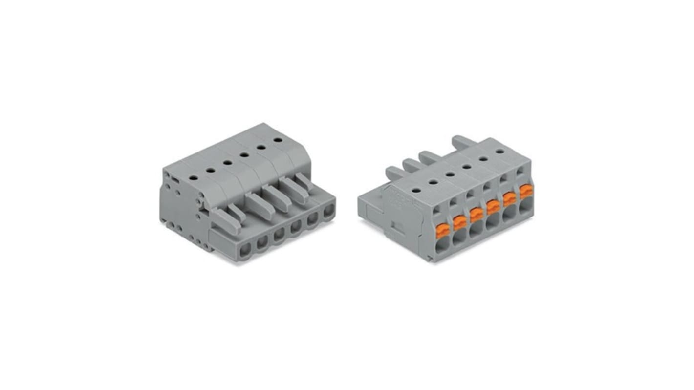 WAGO 2231 Series Pluggable Connector, 5-Pole, Female, 5-Way, Snap-In, 16A