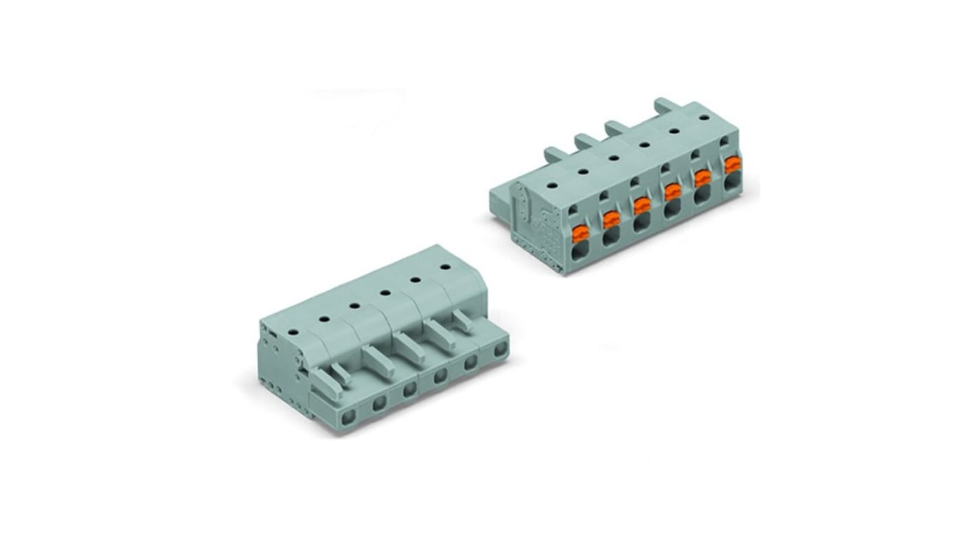 WAGO 2231 Series Pluggable Connector, 3-Pole, Female, 3-Way, Snap-In, 16A