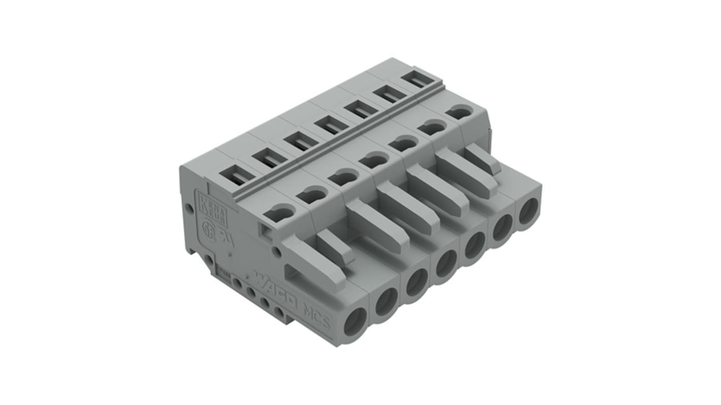 WAGO 231 Series Connector, 7-Pole, Female, 7-Way, Snap-In, 16A