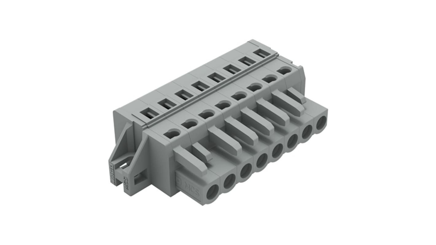 WAGO 231 Series Connector, 8-Pole, Female, 8-Way, Feed Through, 16A