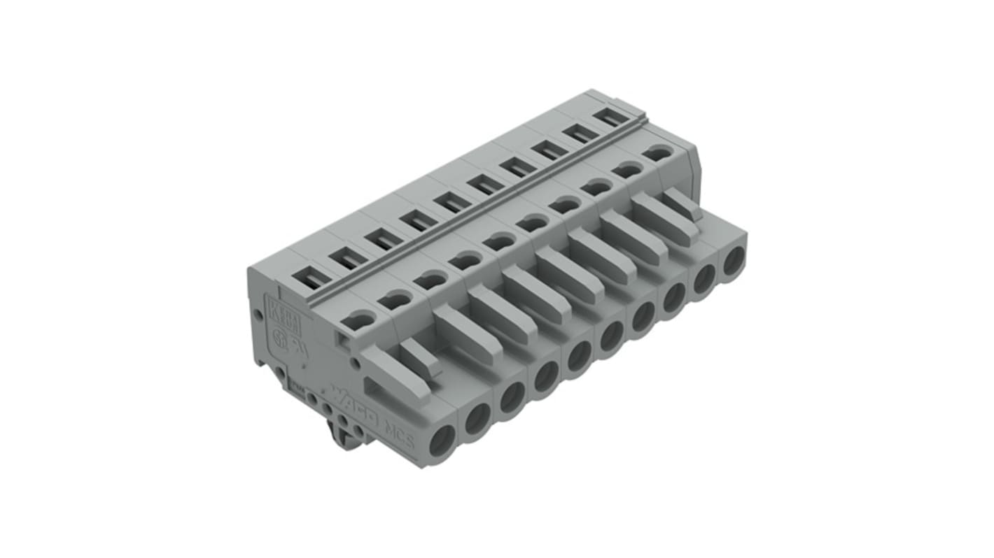 WAGO 231 Series Pluggable Connector, 10-Pole, Female, 10-Way, Snap-In, 16A