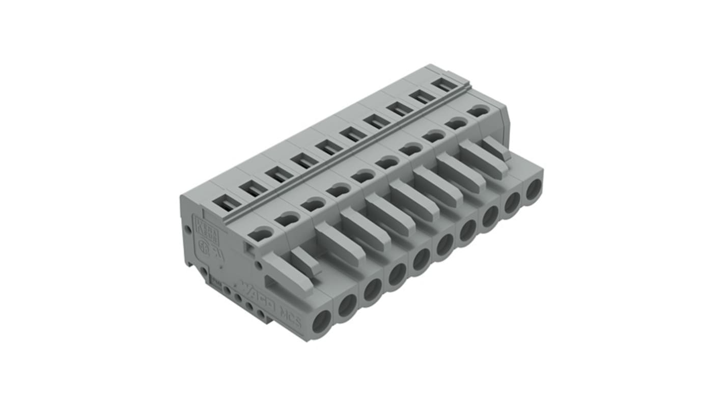 WAGO 231 Series Connector, 10-Pole, Female, 10-Way, Snap-In, 16A