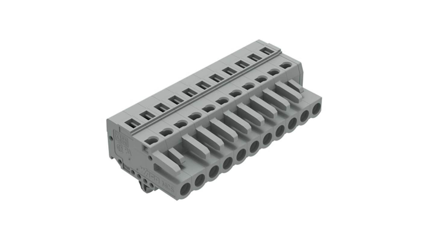 WAGO 231 Series Connector, 11-Pole, Female, 11-Way, Snap-In, 16A