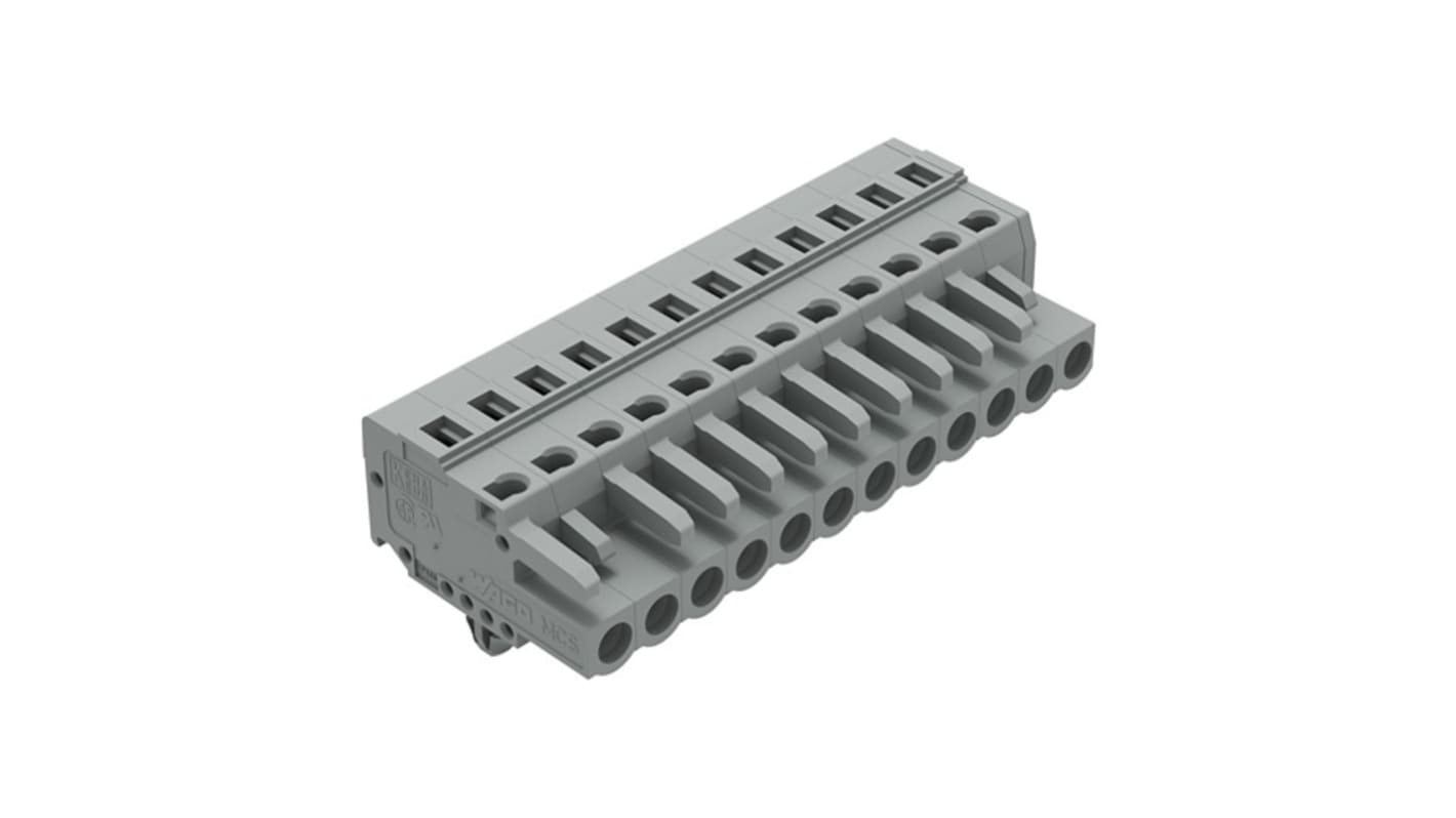 WAGO 231 Series Pluggable Connector, 12-Pole, Female, 12-Way, Panel Mount, Snap In Mount, 16A