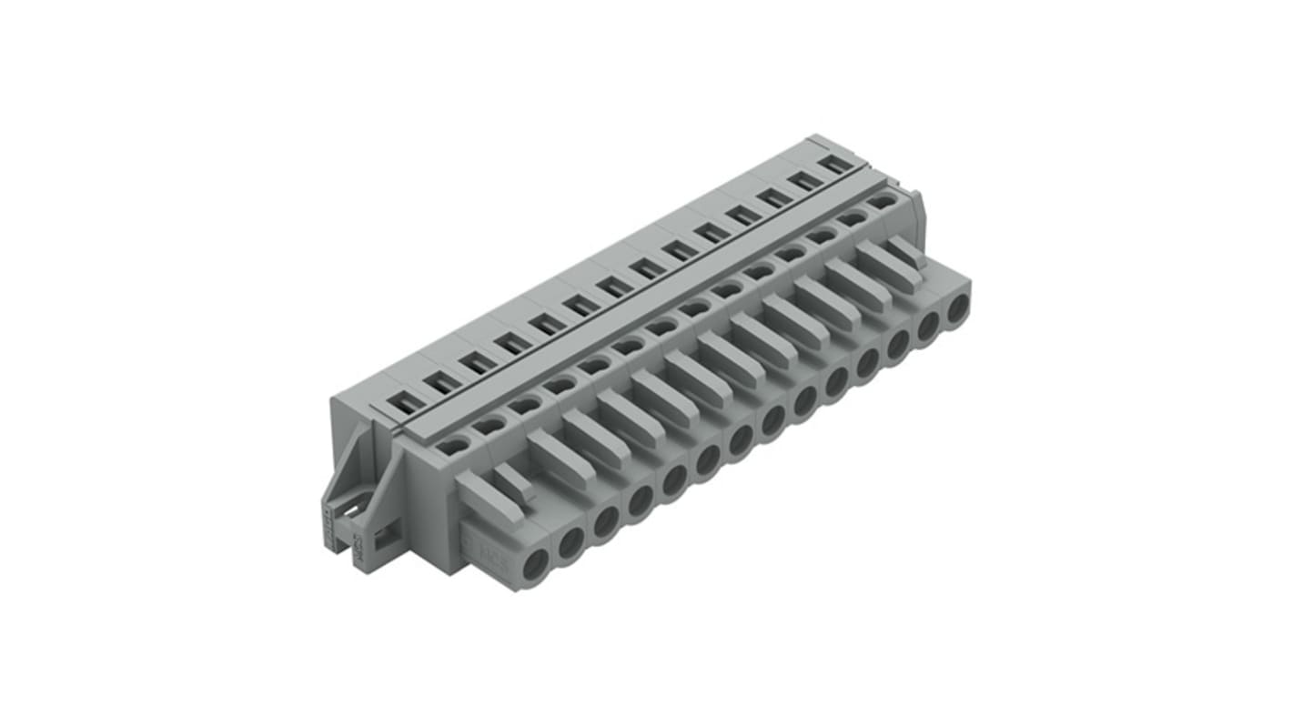 WAGO 231 Series Connector, 14-Pole, Female, 14-Way, Snap-In, 16A