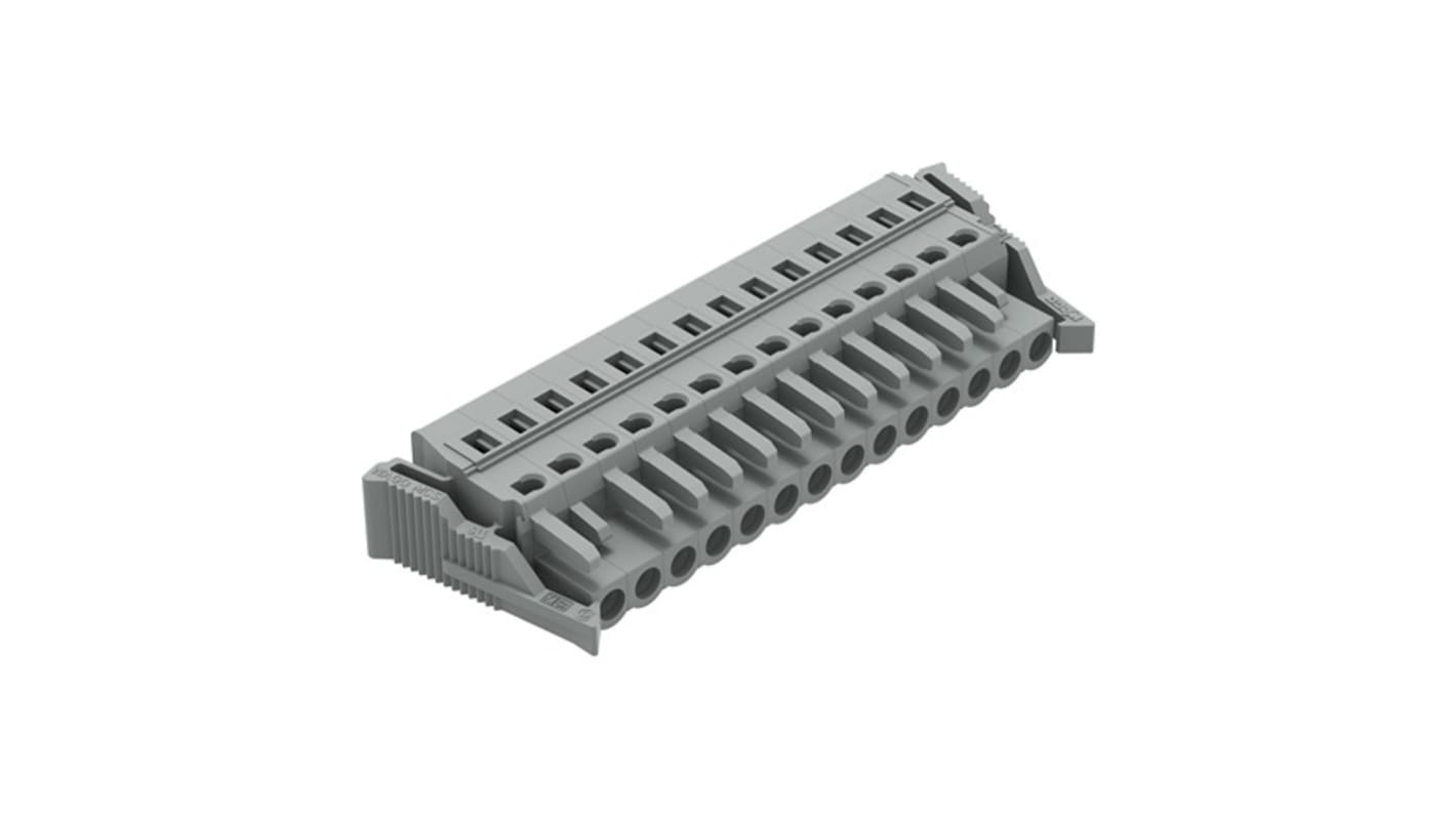 WAGO 231 Series Connector, 14-Pole, Female, 14-Way, Snap-In, 16A