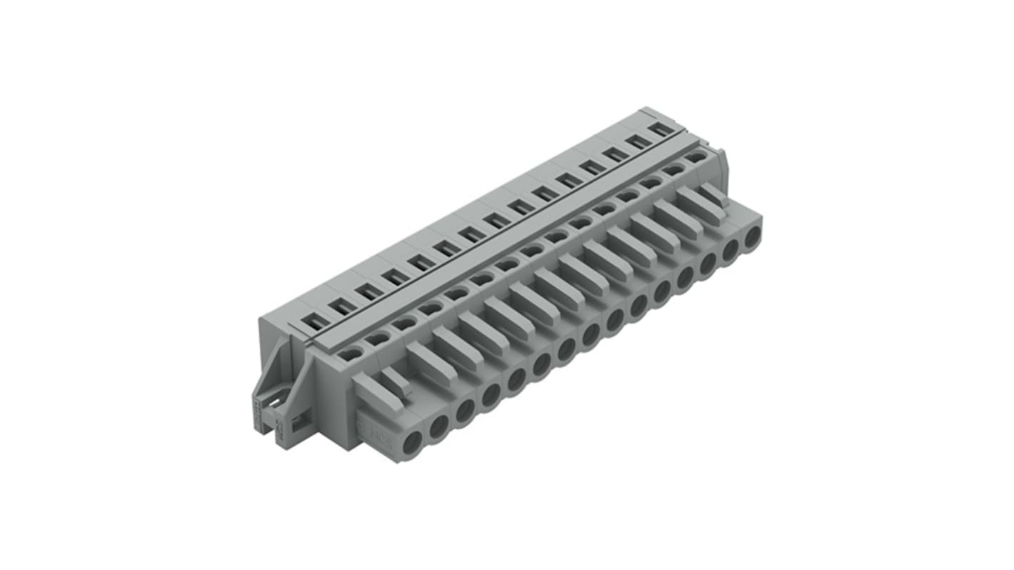 WAGO 231 Series Connector, 15-Pole, Female, 15-Way, Feed Through, 16A