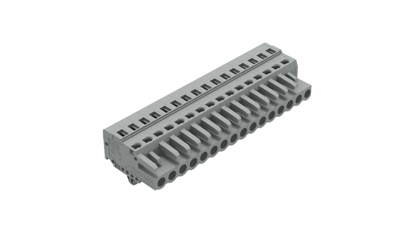 WAGO 231 Series Pluggable Connector, 16-Pole, Female, 16-Way, Snap-In, 16A