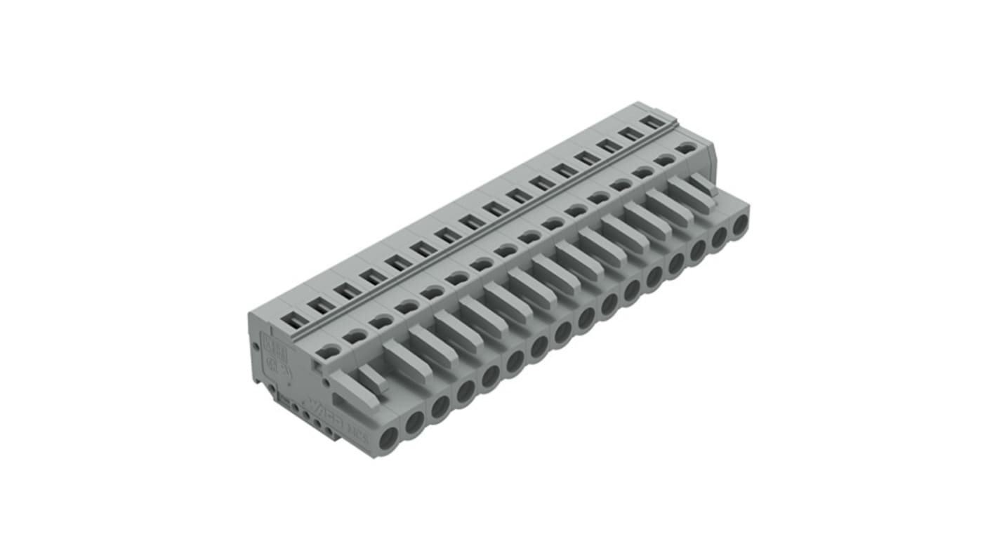 WAGO 231 Series Connector, 16-Pole, Female, 16-Way, Snap-In, 16A