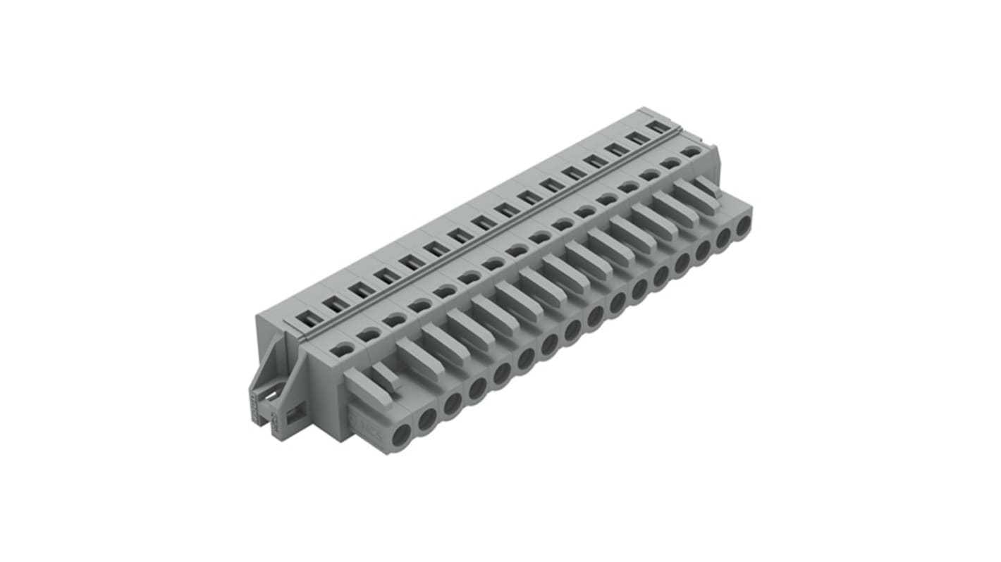 WAGO 231 Series Pluggable Connector, 16-Pole, Female, 16-Way, Snap-In, 16A