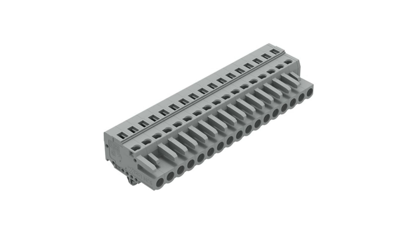 WAGO 231 Series Connector, 17-Pole, Female, 17-Way, Snap-In, 16A