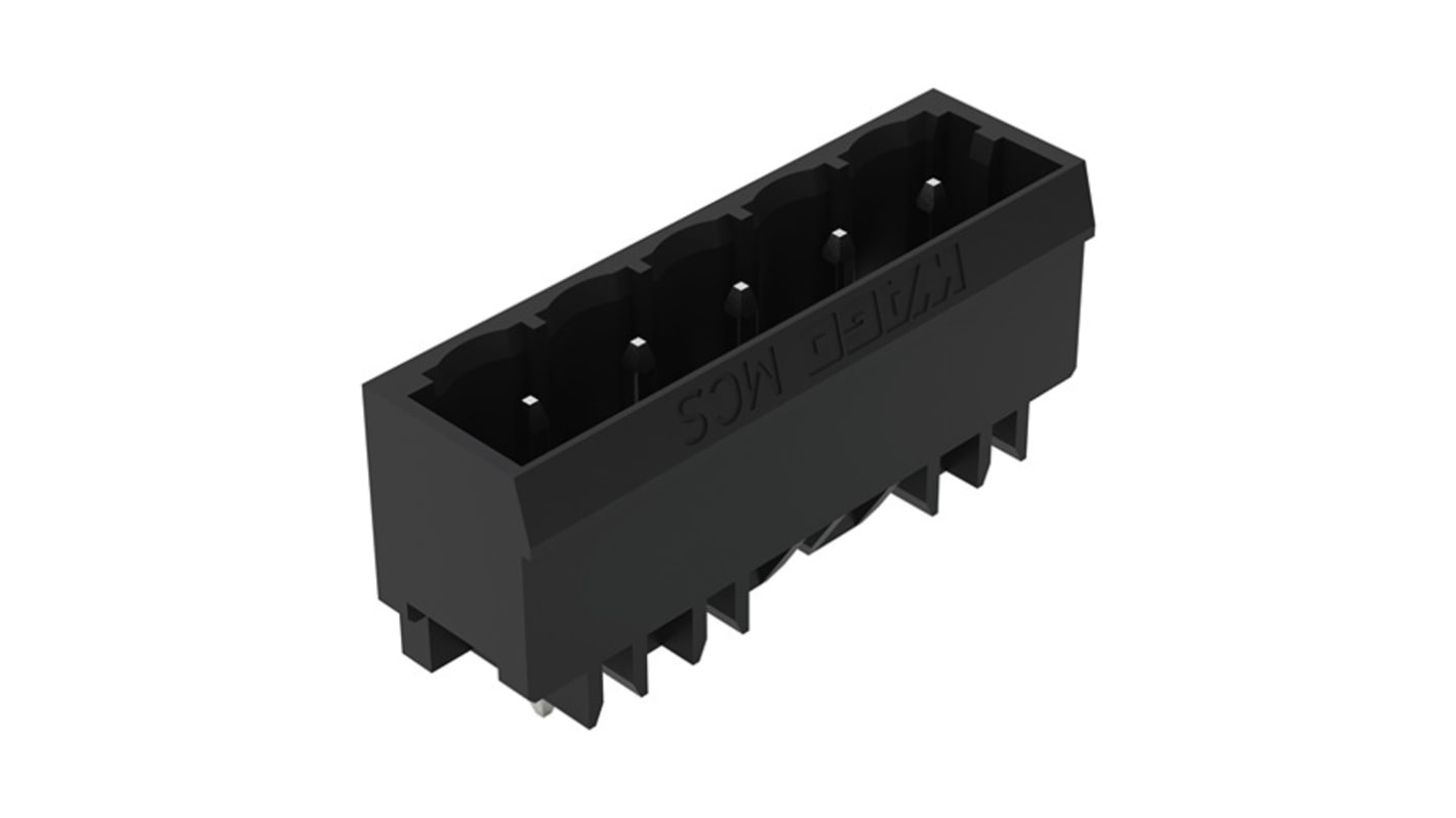 WAGO 231 Series Straight PCB Mount PCB Header, 5 Contact(s), 5mm Pitch, 1 Row(s), Shrouded